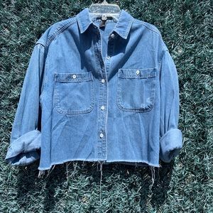 Cropped jean button down